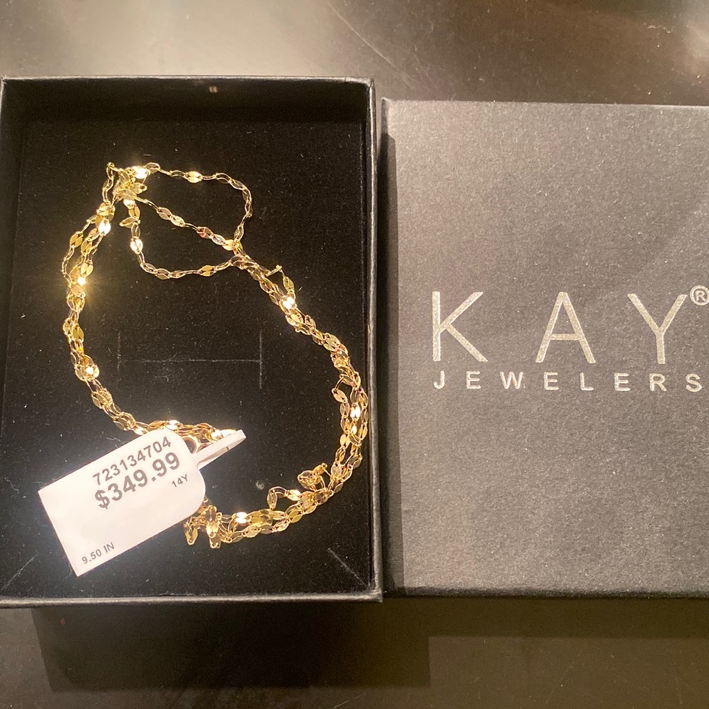 Kay Jewelers gold brand new ankle bracelet, 3 small chains